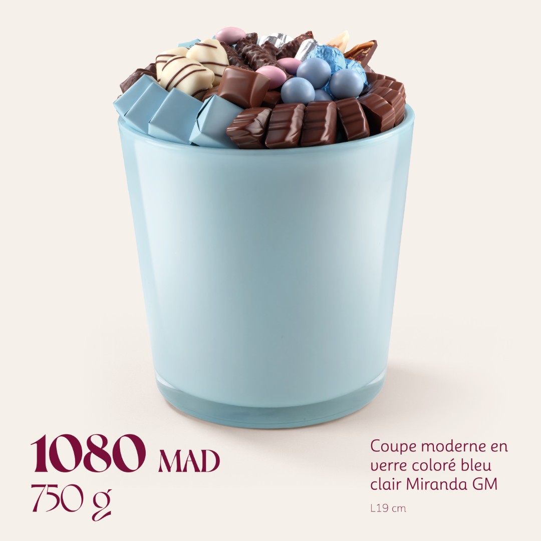 Coupe moderne en verre coloré bleu clair Miranda